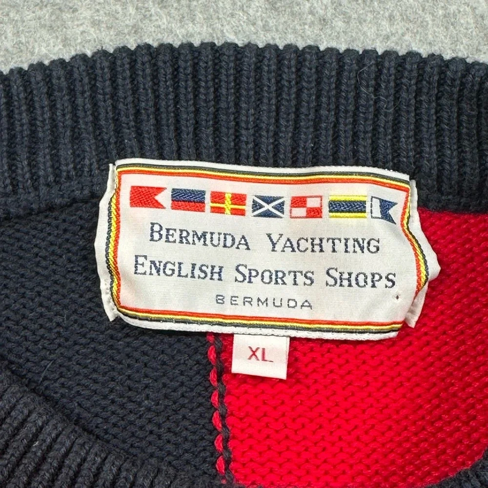 Vintage Bermuda Yachting‎ Colorblock Cotton Sweater XL Nautical Preppy
